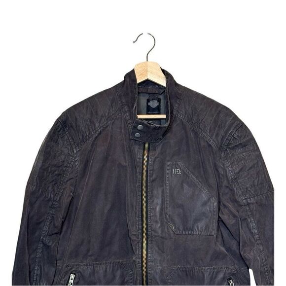 Harley Davidson black slim fit motorcycle jacket size L - Picture 2 of 16